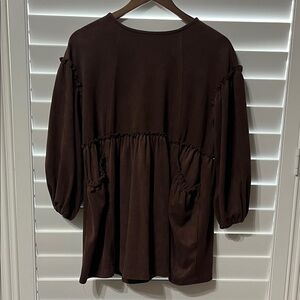 Soft Brown Mini Dress with Pockets